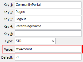 Configuration File Maintenance - Logout,ParentPageName configuration setting