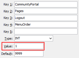 Configuration File Maintenance - Logout - MenuOrder configuration setting