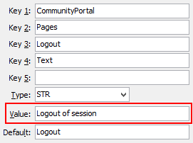 Configuration File Maintenance - LogoutText setting (value cutdown, portal)