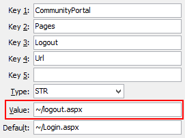 Configuration File Maintenance - LogoutURL setting (value cutdown, portal)
