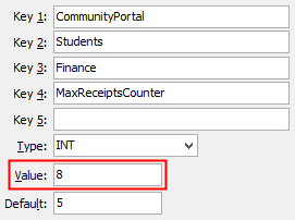 Configuration File Maintenance - MaxReceiptsCounter setting (value cutdown, portal)