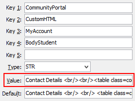 Configuration File Maintenance - MyAccountBodyStudent setting (value cutdown, portal)