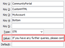 Configuration File Maintenance - MyAccountBottom setting (value cutdown, portal)