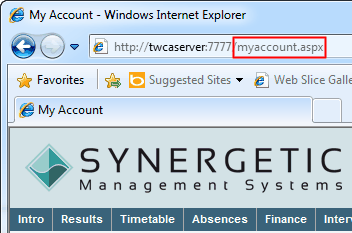 Configuration File Maintenance - MyAccountURL setting (URL highlight, portal)