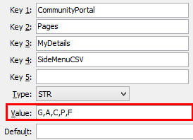 Configuration File Maintenance - MyDetailsSideMenuCSV configuration setting
