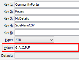 Configuration File Maintenance - MyDetailsSideMenuCSV configuration setting