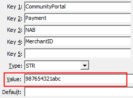 Configuration File Maintenance - NAB,MerchantID