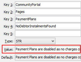 Configuration File Maintenance - NoDebtorInstalmentsFound
