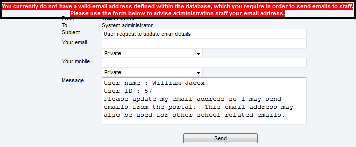 Configuration File Maintenance - NoEmailMessage (online cutdown, portal)