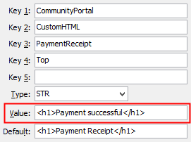 Configuration File Maintenance - PaymentReceiptTop setting (value cutdown, portal)