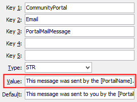 Configuration File Maintenance - PortalMailMessage setting (value cutdown, portal)