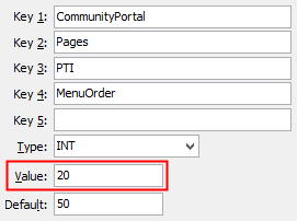 Configuration File Maintenance - PTI - MenuOrder configuration setting