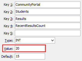 Configuration File Maintenance - RecentResultsCount setting (value cutdown, portal)
