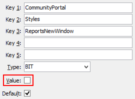 Configuration File Maintenance - ReportsNewWindow setting (value cutdown, portal)