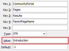Configuration File Maintenance - Results,ParentPageName configuration setting