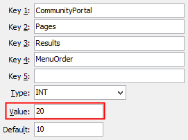 Configuration File Maintenance - Results - MenuOrder configuration setting