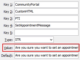 Configuration File Maintenance - SetAppointmentMessage setting (value cutdown, portal)