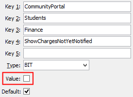 Configuration File Maintenance - ShowChargesNotYetNotified setting (value cutdown, portal)