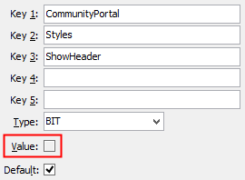 Configuration File Maintenance - ShowHeader setting (value cutdown, portal)