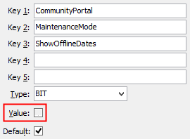 Configuration File Maintenance - ShowOfflineDates setting (value highlight)