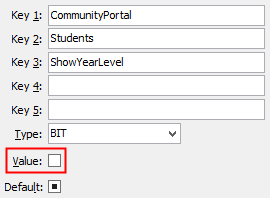 Configuration File Maintenance - ShowYearLevel setting (value2 cutdown, portal)