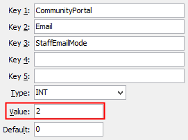 Configuration File Maintenance - StaffEmailMode setting (value cutdown, portal)
