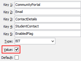 Configuration File Maintenance - StudentContactEnabledFlag setting (value cutdown, portal)