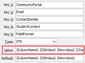 Configuration File Maintenance - StudentContactFieldFormat setting (value cutdown, portal)