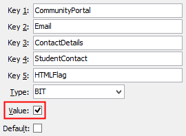 Configuration File Maintenance - StudentContactHTMLFlag setting (value cutdown, portal)