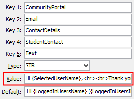 Configuration File Maintenance - StudentContactText setting (value cutdown, portal)