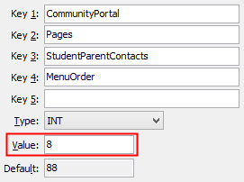 Configuration File Maintenance - StudentParentContactsMenuOrder