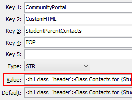 Configuration File Maintenance - StudentParentContactsTop