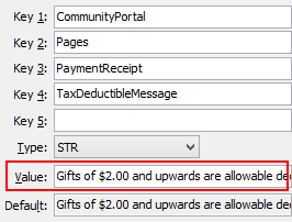 Configuration File Maintenance - TaxDeductibleMessage