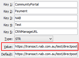 Configuration File Maintenance - Test,CRNManageURL