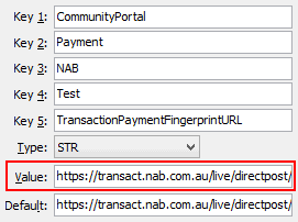 Configuration File Maintenance - Test,TransactionPaymentFingerprintURL