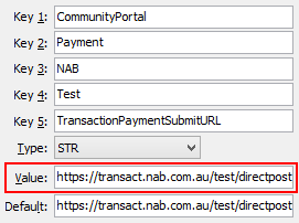 Configuration File Maintenance - Test,TransactionPaymentSubmitURL