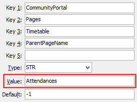 Configuration File Maintenance - Timetable,ParentPageName configuration setting