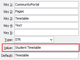 Configuration File Maintenance - TimetableText setting (value cutdown, portal)