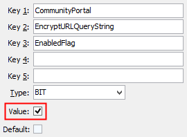 Configuration File Maintenance - TokenEncryptURLEnabledFlag setting (value cutdown, portal)