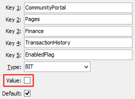 Configuration File Maintenance - TransactionHistory,EnabledFlag configuration setting