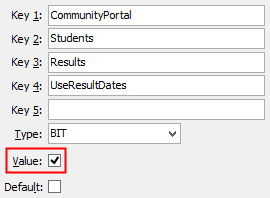 Configuration File Maintenance - UseResultDates setting (value cutdown, portal)