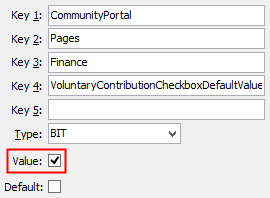 Configuration File Maintenance - VoluntaryContributionCheckboxDefaultAmount