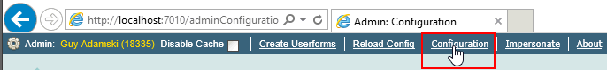 Configuration link (admin panel, portal)
