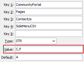 ContactUs SideMenuCSV configuraiton setting
