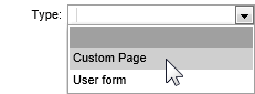 Create new menu item window (Type drop-down list, portal)
