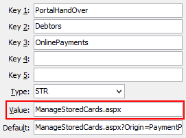 Debtors - OnlinePayments configuration setting