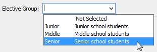 Elective group (Class Maintenance, selection, cut-down)