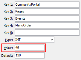 Events MenuOrder configuration setting