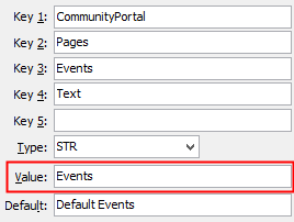 Events Text configuration setting