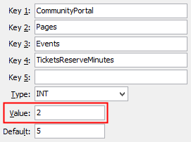 Events TicketsReserveMinutes configuration setting